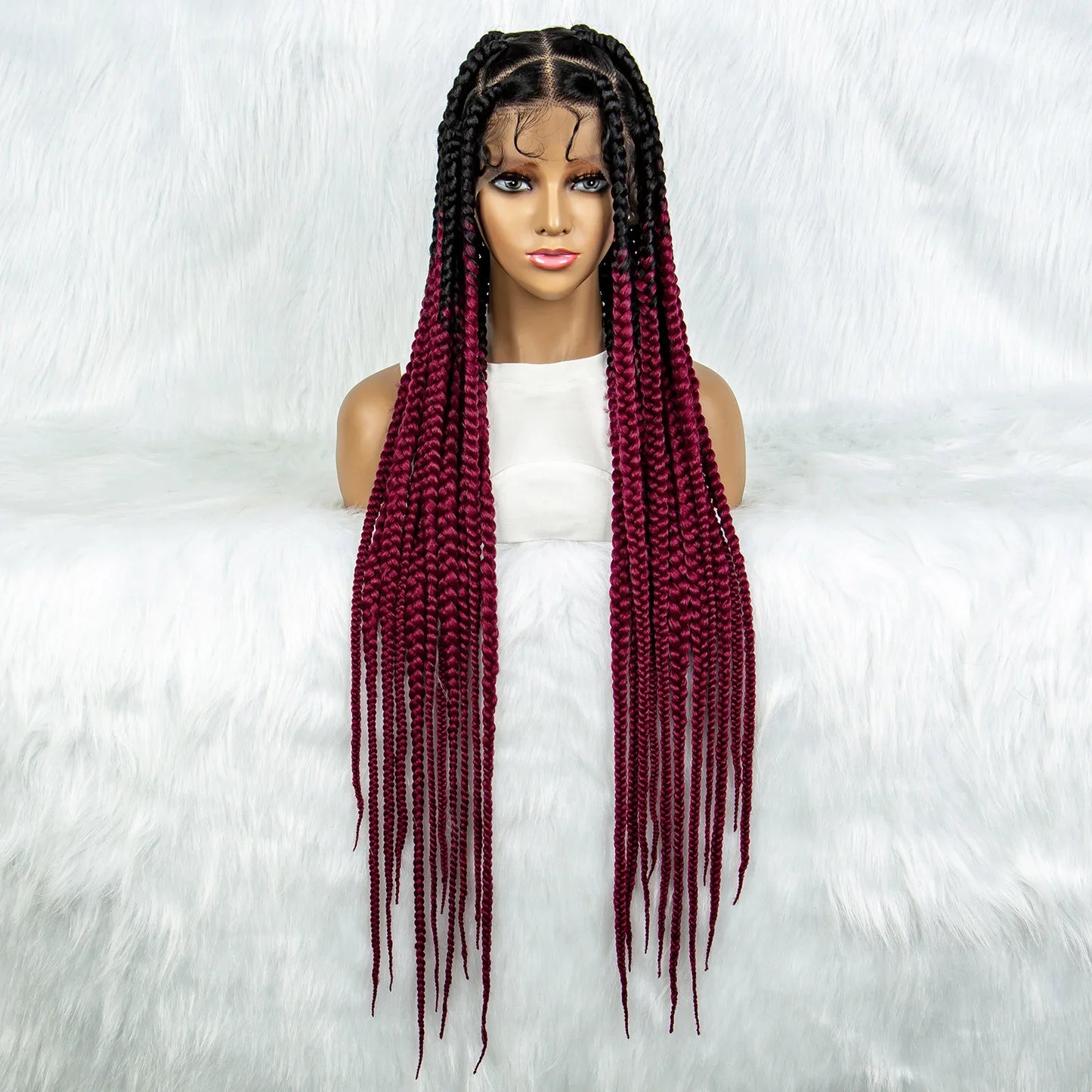 KIMA 36" Colorful Knotless Box Braids Wig | Lace Front & Baby Hair