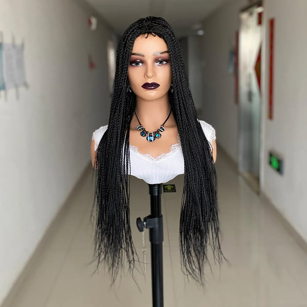 30" Long 2 Twist Box Braids Wig | Micro Braids | Fake Scalp | Synthetic | With Baby Hair | For Black Women