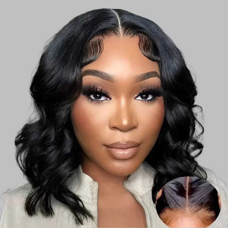 Short Bob | 6X4 | Body Wave Wig | Lace Front | Human Hair | Transparent Lace Closure | Pre-Cut | Pre-Plucked | Glueless | HD | Ready To Wear | Wear and Go