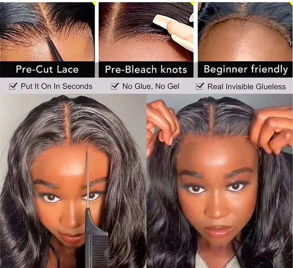 Short Bob | 6X4 | Body Wave Wig | Lace Front | Human Hair | Transparent Lace Closure | Pre-Cut | Pre-Plucked | Glueless | HD | Ready To Wear | Wear and Go