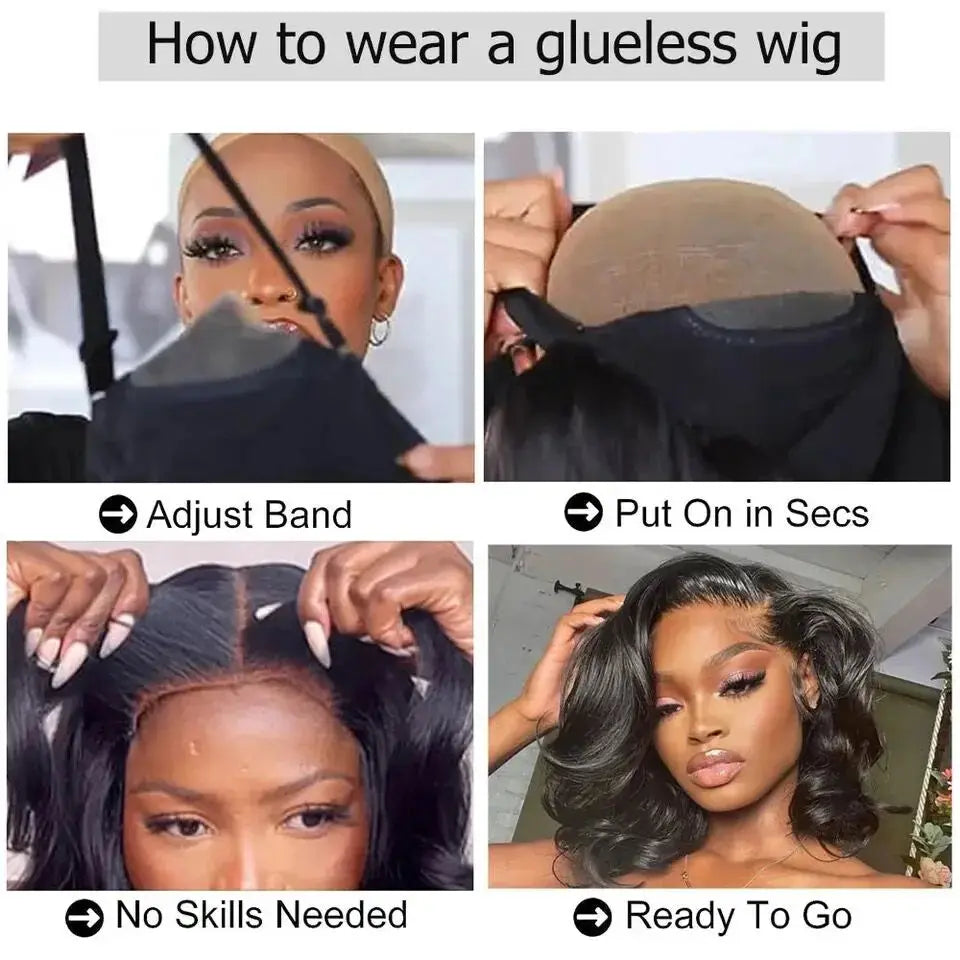 Short Bob | 6X4 | Body Wave Wig | Lace Front | Human Hair | Transparent Lace Closure | Pre-Cut | Pre-Plucked | Glueless | HD | Ready To Wear | Wear and Go