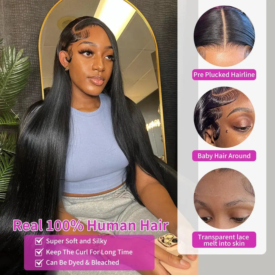 Straight | Human Hair | HD | Lace Frontal | Glueless | Ready To Wear | Brazilian | Preplucked