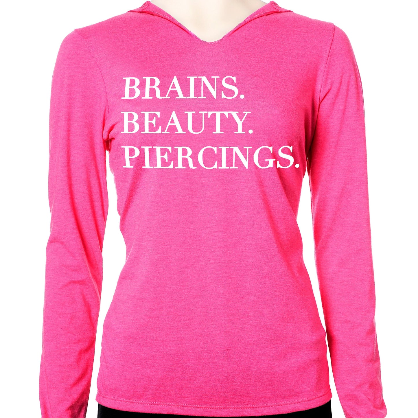 Brains Beauty & Piercings Tapered Long Sleeve Hoodie
