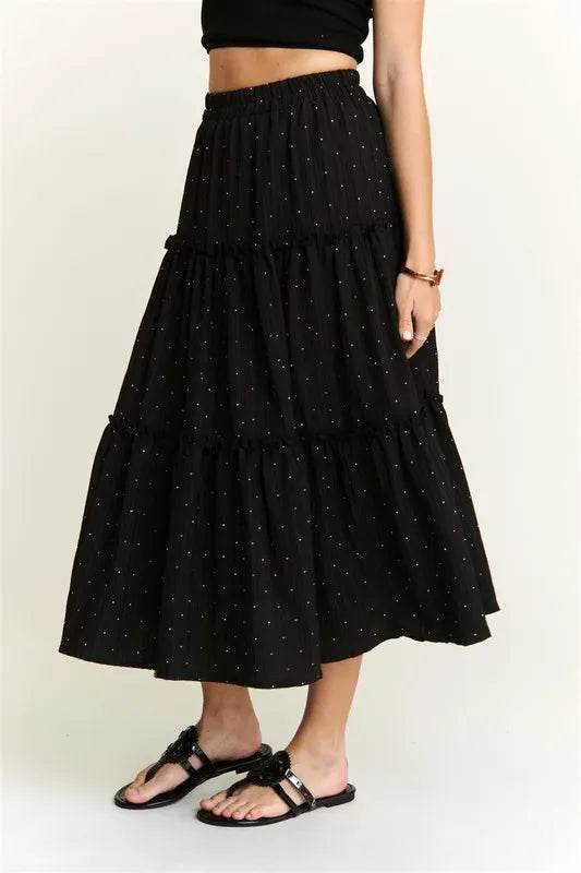 ADORA Rhinestone Accent Tiered Skirt
