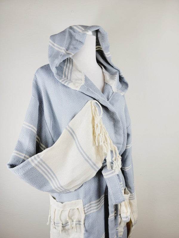 Unisex Robe, Beach or spa Robe with pockets - Sky