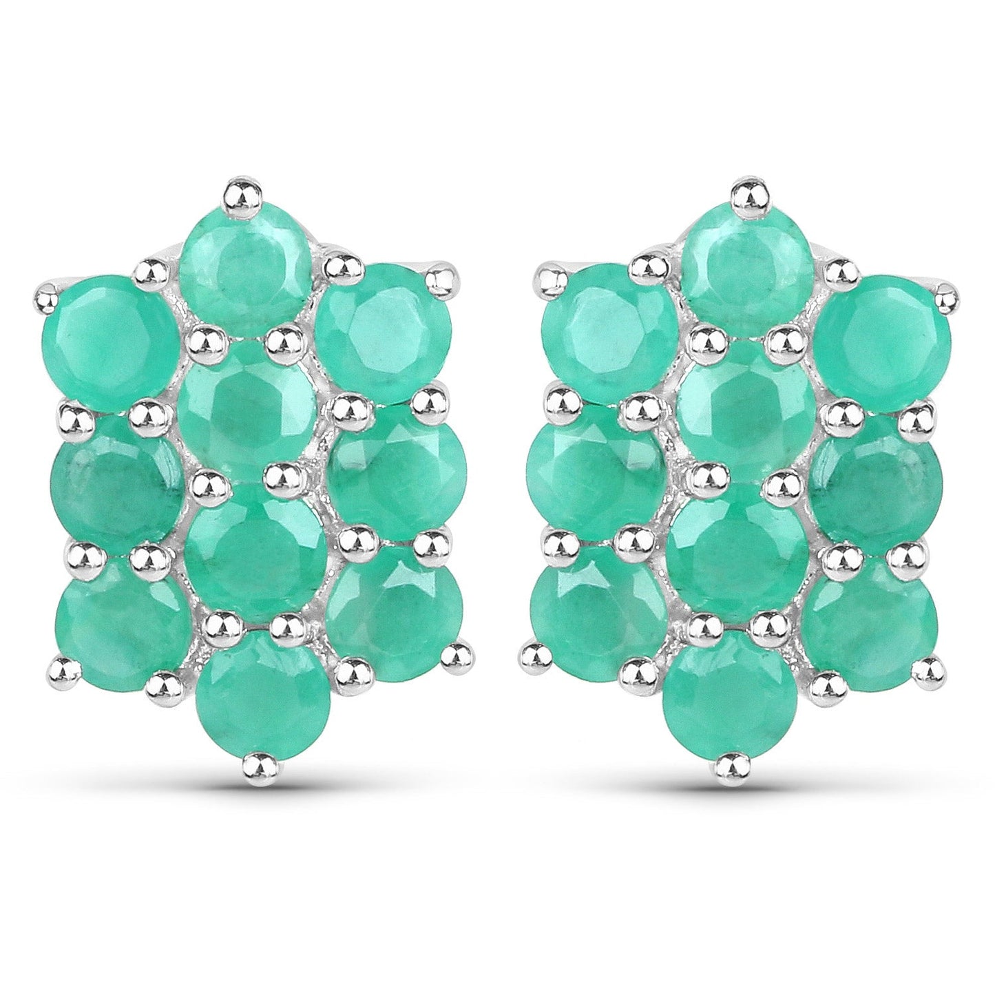 6.60 Carat Genuine Emerald .925 Sterling Silver 3 Piece Jewelry Set (Ring, Earrings, and Pendant w/ Chain)