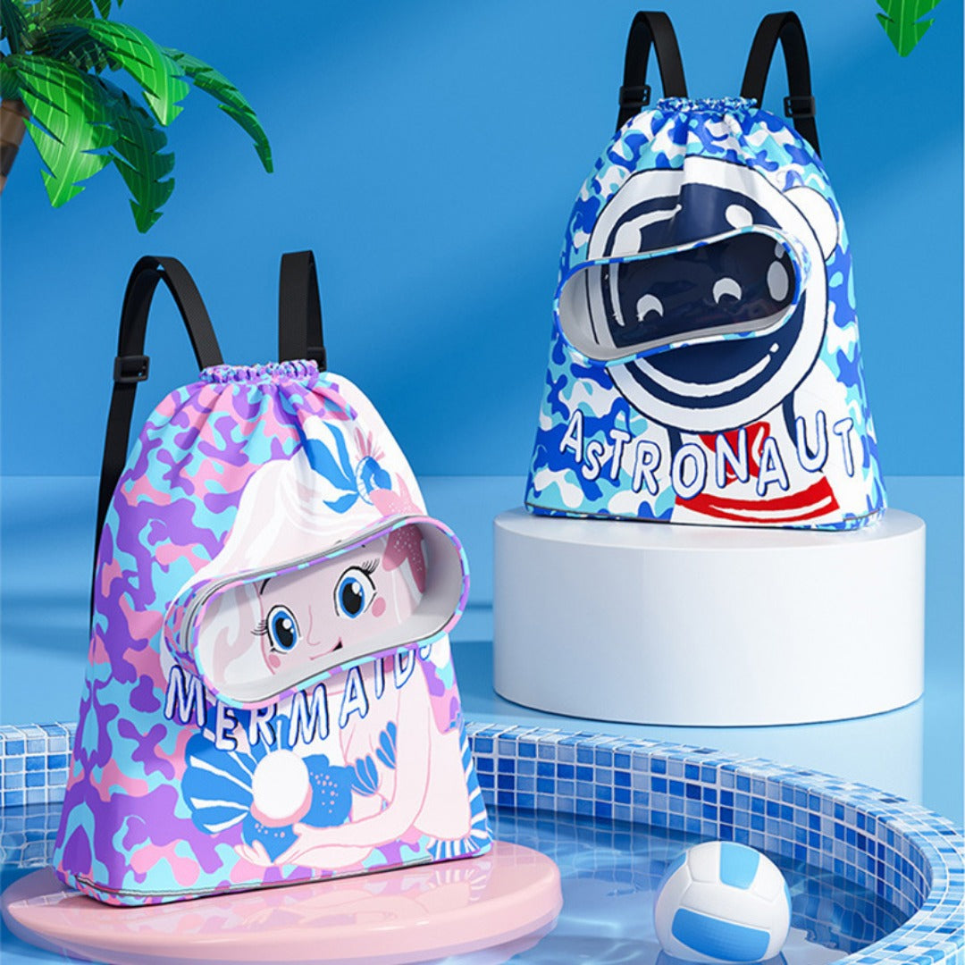 Children's swimming bag, wet and dry separation toilet bag, large-capacity swimming storage bag, beach storage bundle backpack.
