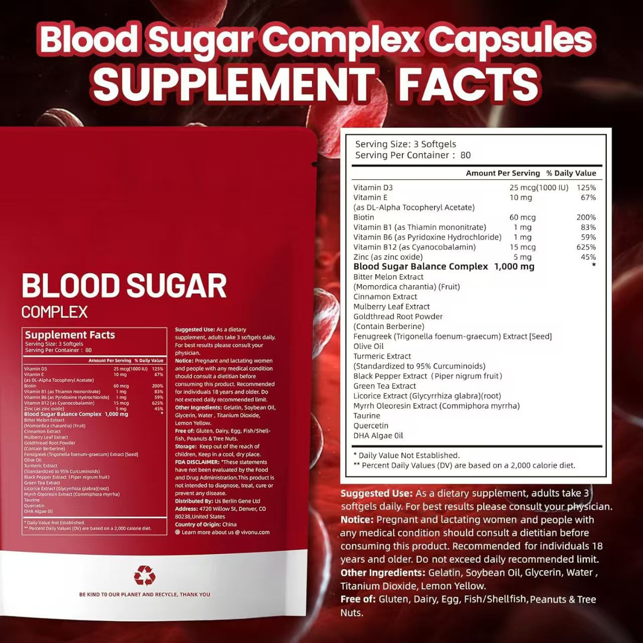 Best-selling Softgel Blood Sugar Complex Compound