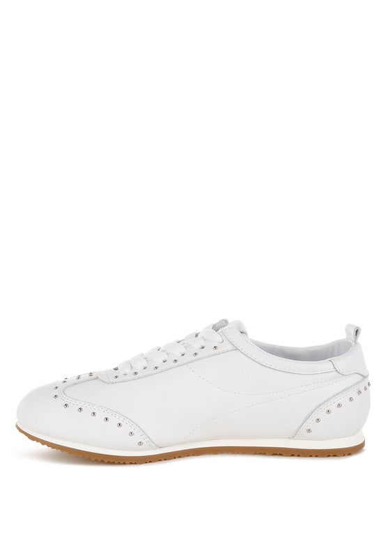 Odaya Studded Real Soft Leather Sneakers