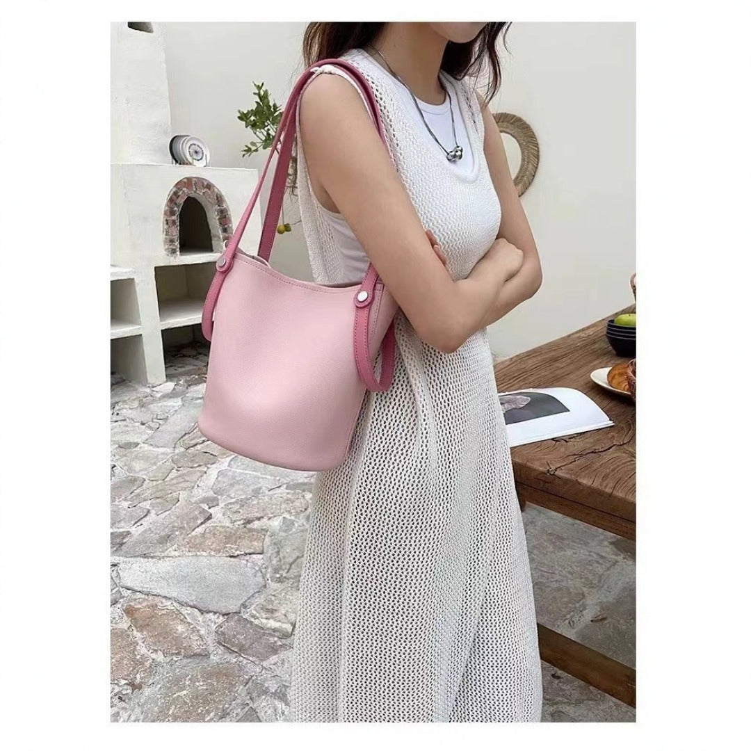 Fashion shoulder bucket bag, women pink small tote bag, women shoulder hobo tote purse