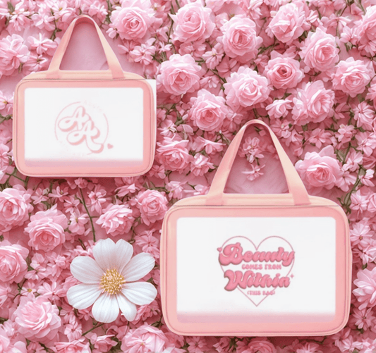 Acute Attitude Pink and Clear Beauty Comes from Within Makeup Bag
