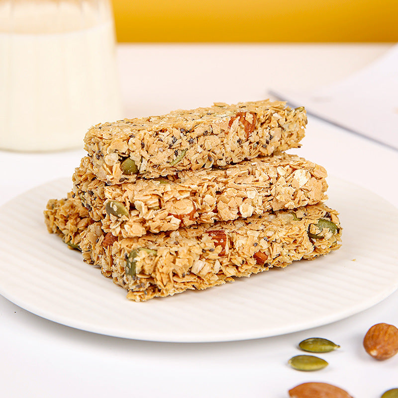 Chia Seed Nut And Oat Bars In Individual Packaging High-Protein Cereal Biscuits