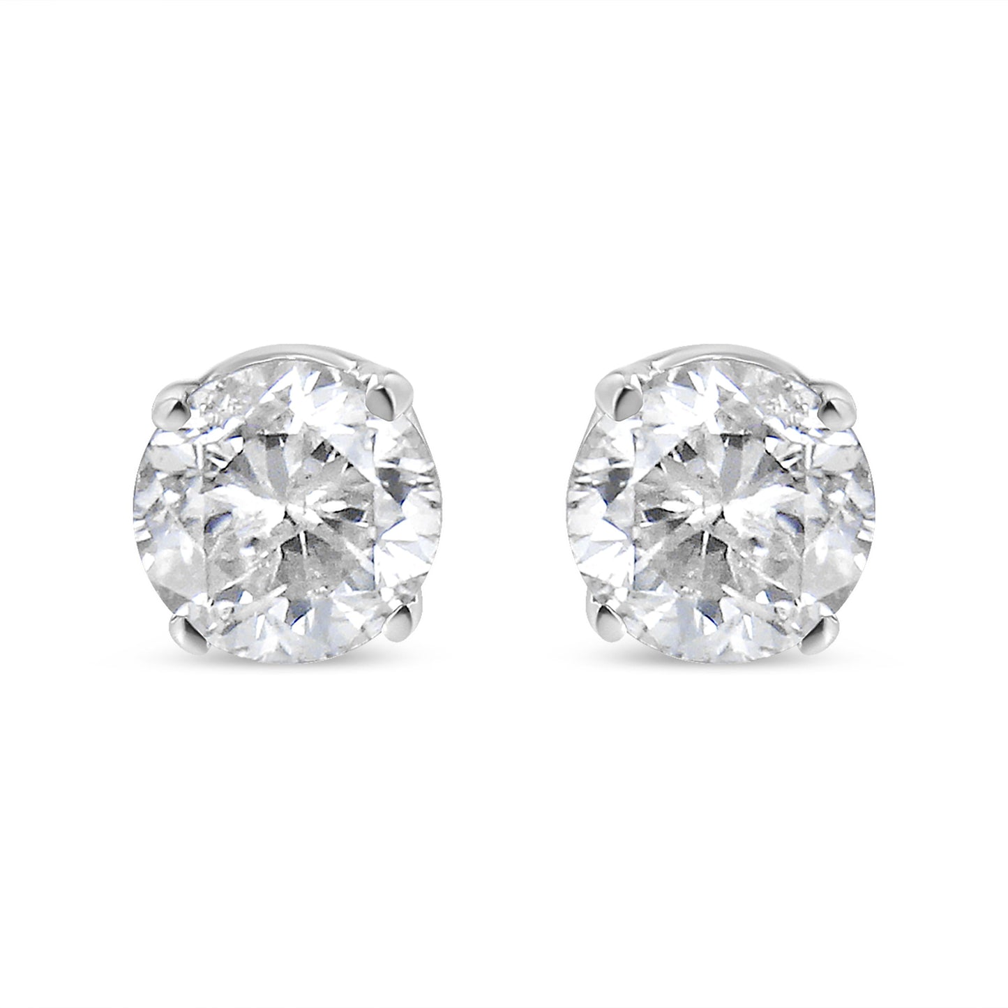 14K White Gold 5/8 Cttw Round Brilliant-Cut Lab Grown Diamond Classic 4-Prong Push back Stud Earrings (F-G Color, VS1-VS2 Clarity)