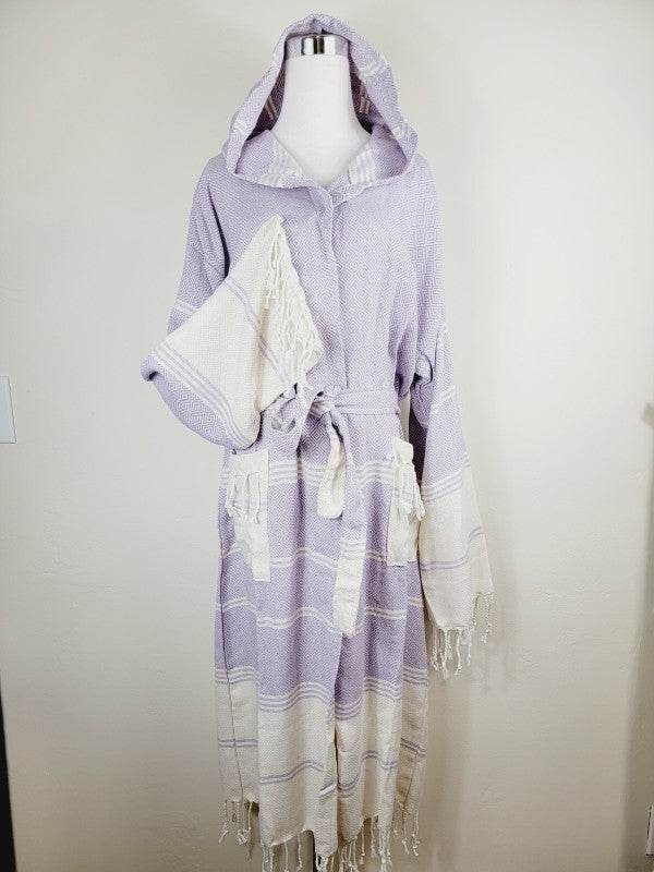 Unisex Robe, Beach or spa Robe with pockets - Lila