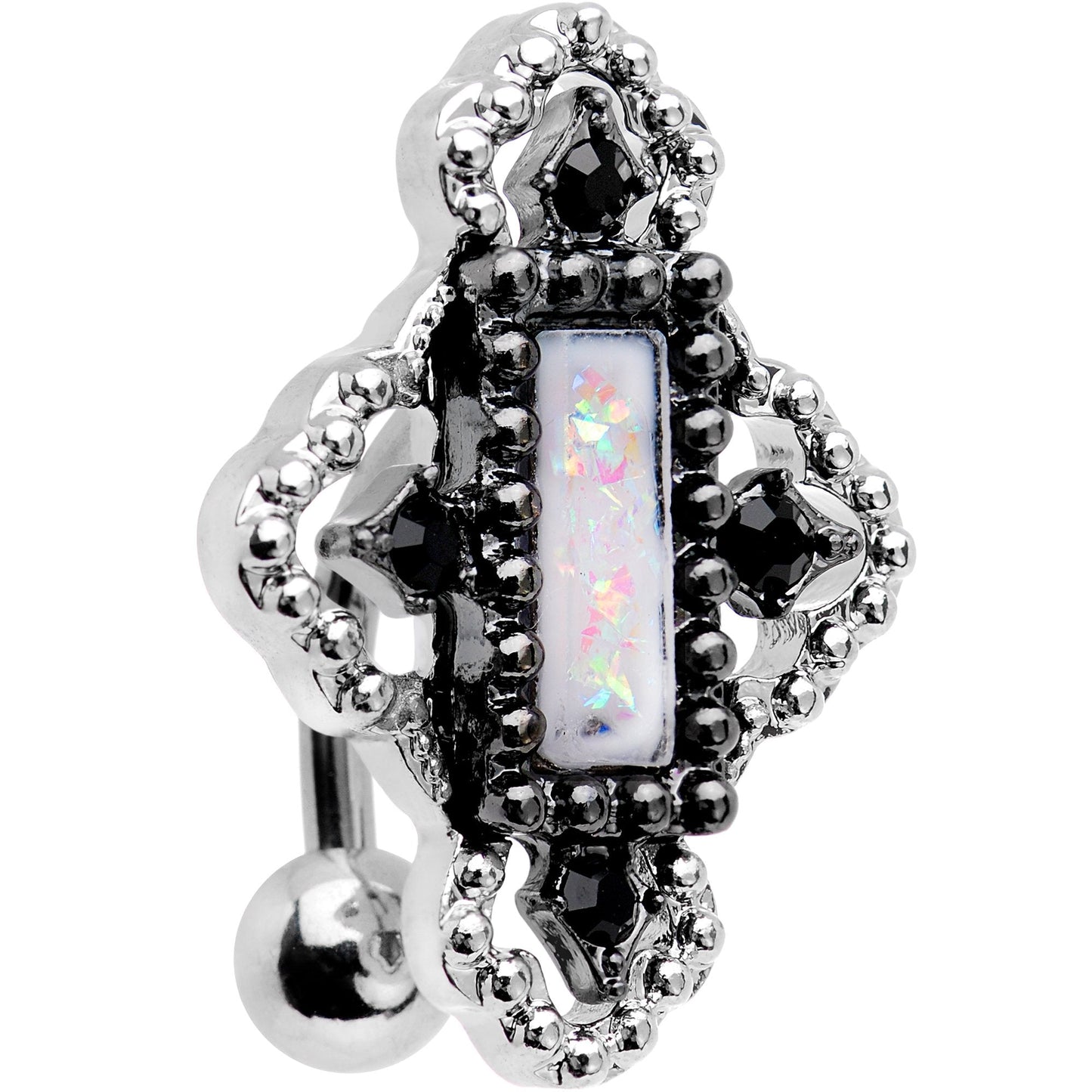 White Gem Confetti Party Pendant Top Mount Belly Ring