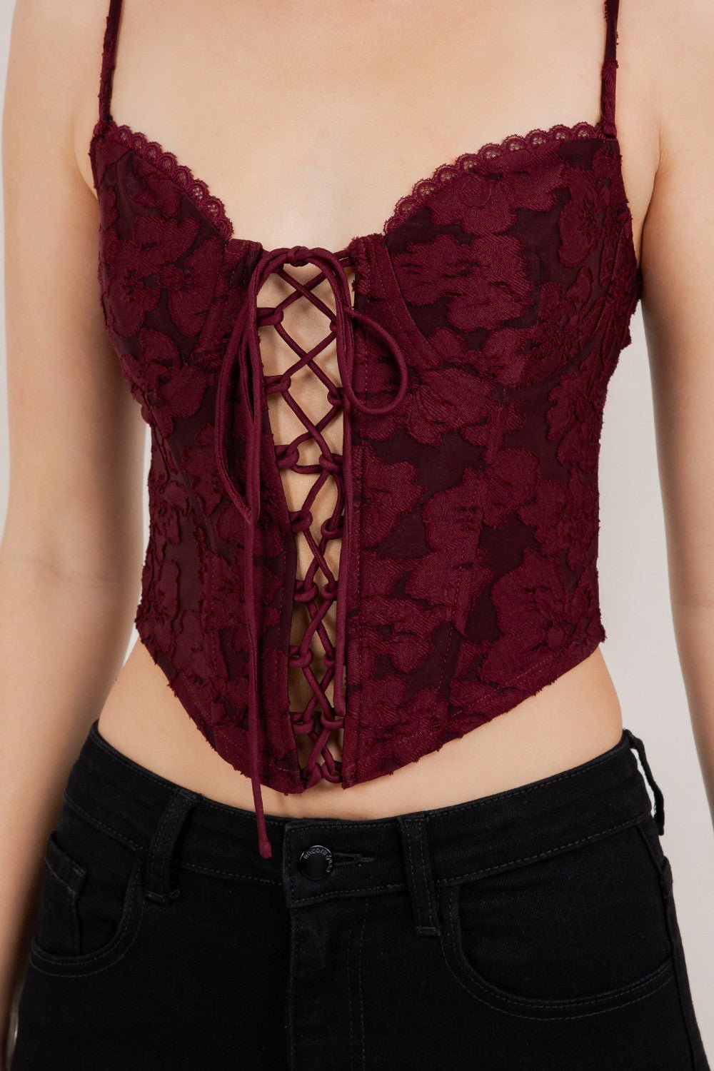 Amour Textured Knit Corset Crop Top – Romantic Sculpted Fit