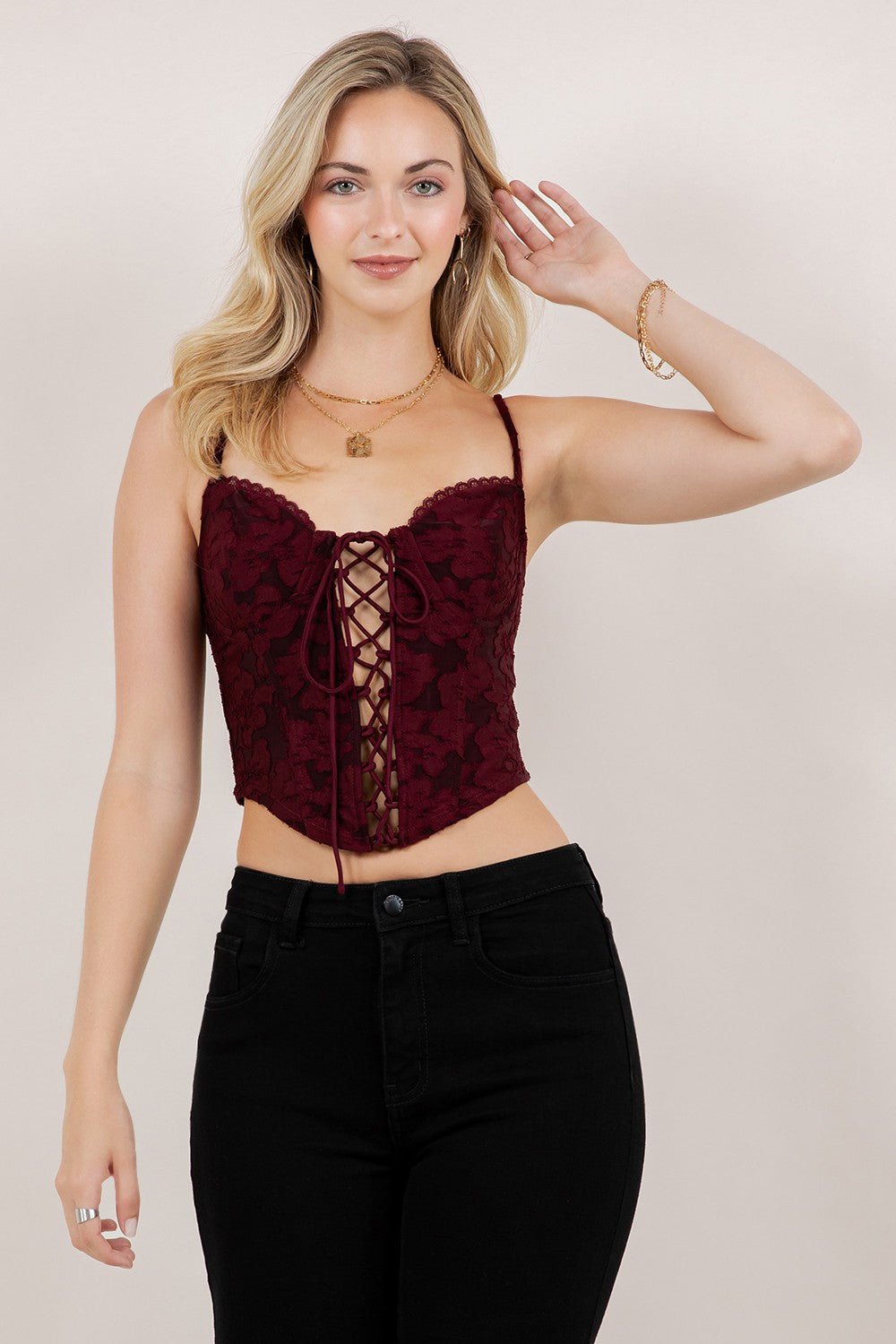Amour Textured Knit Corset Crop Top – Romantic Sculpted Fit
