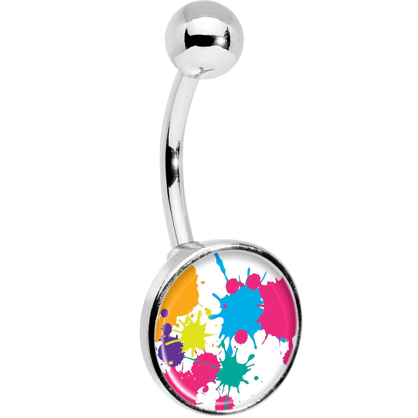 Pink Green Blue Color Splash Belly Ring