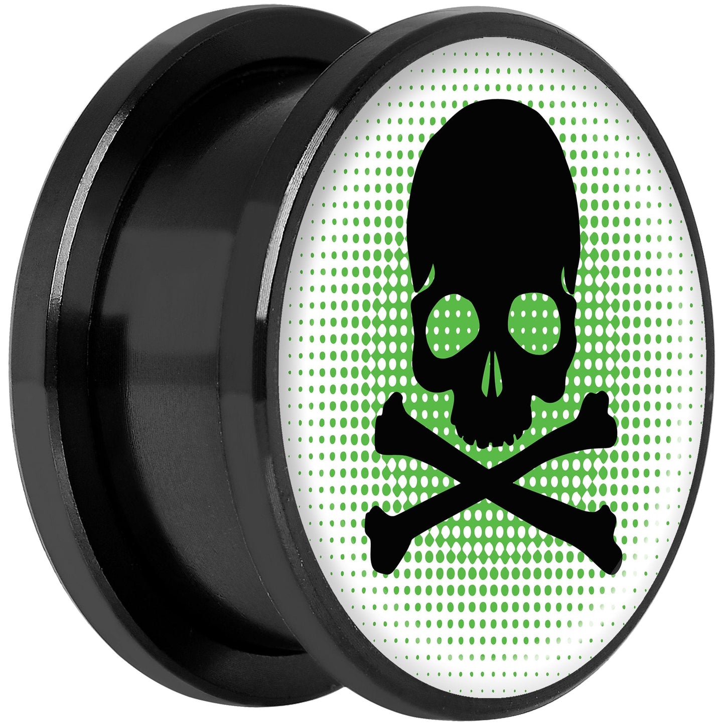 Green Black Skull Black Anodized Screw Fit Plug Set 18mm