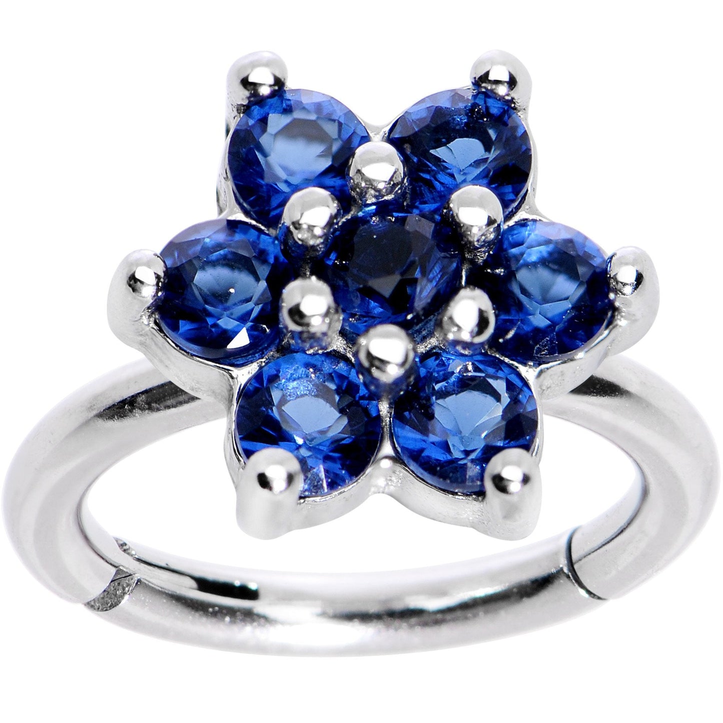 16G 5/16 Blue CZ Gem Hinged Segment Ring