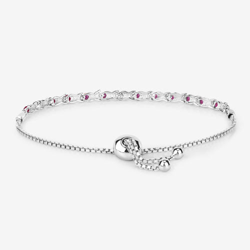 0.88 Carat Genuine Ruby .925 Sterling Silver Bracelet