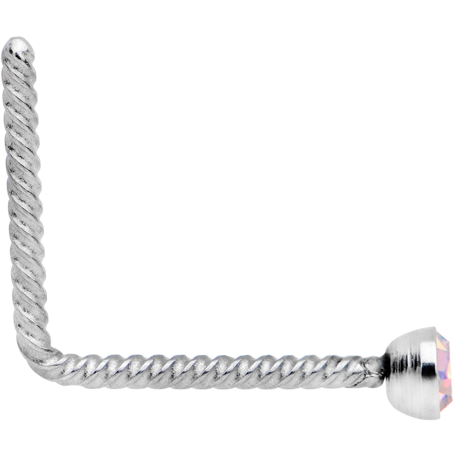 Aurora 2mm Gem Inlay So Twisted L Shaped Nose Ring