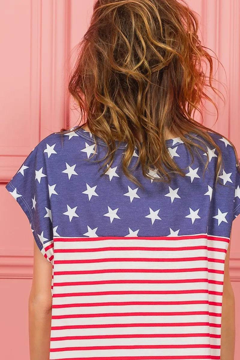 BiBi Star Rpinted with Stripe Combo Top