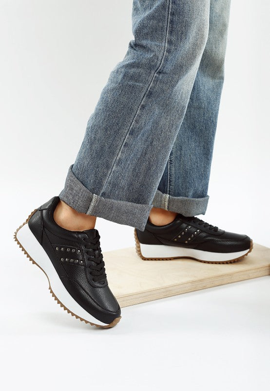 Athion Studded Real Leather Sneakers