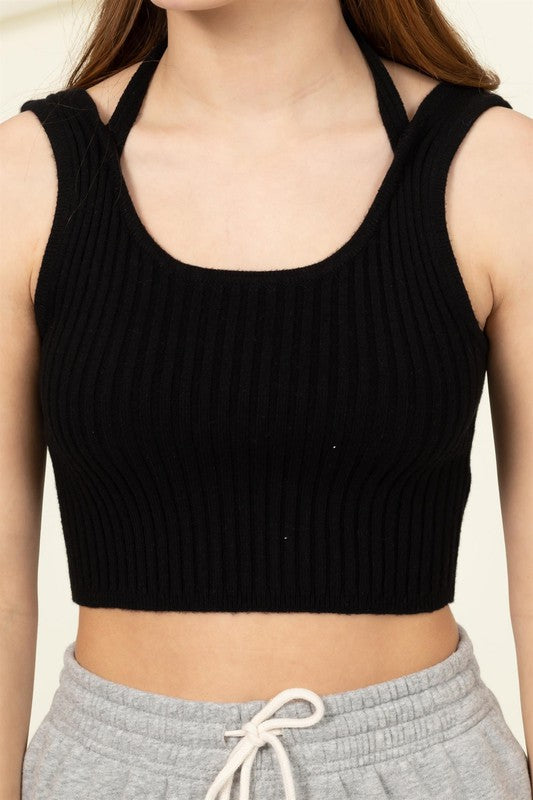 Perfect Girl Ribbed Open-Back Crop Top