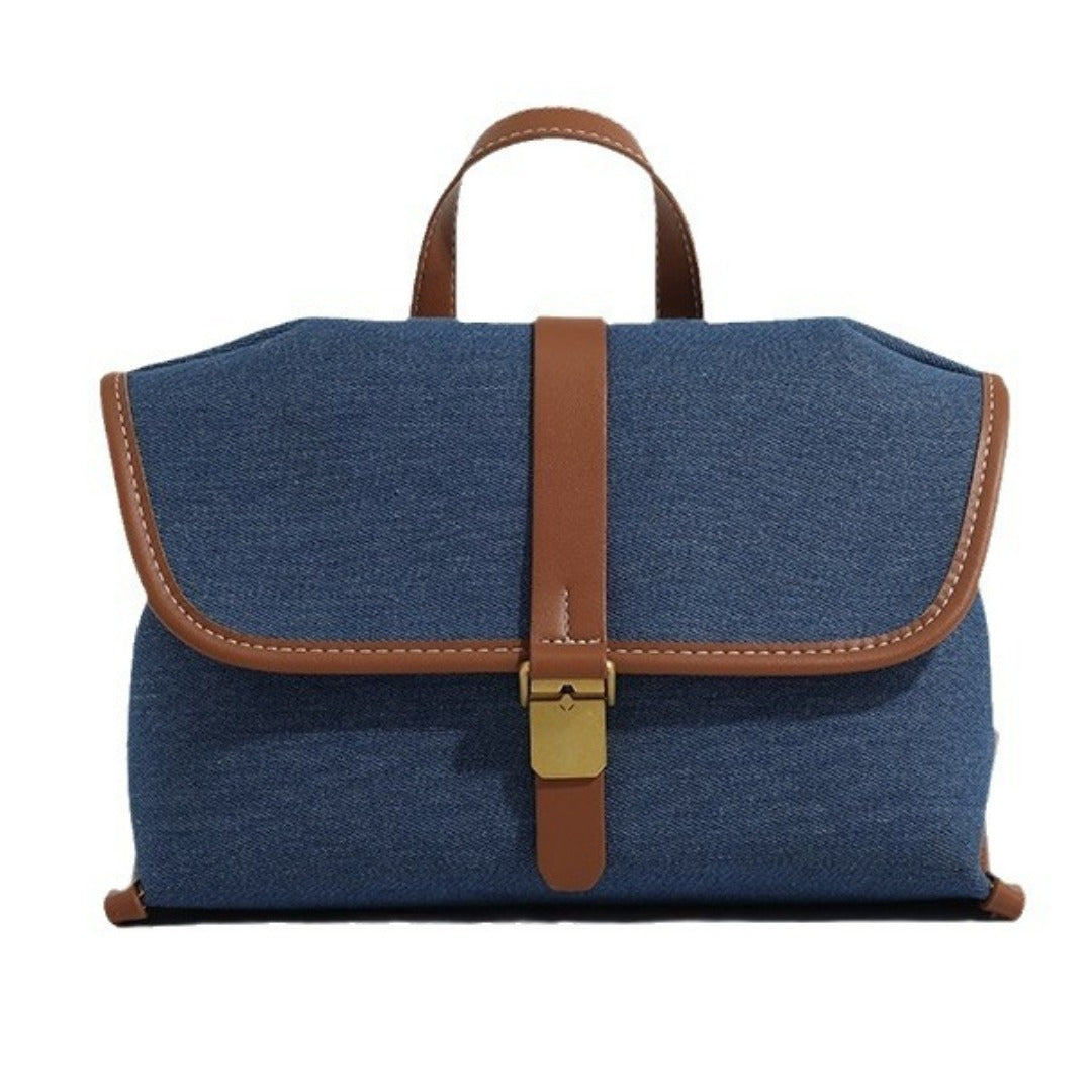 Denim messenger bag, women's casual canvas handbag, tote square bag