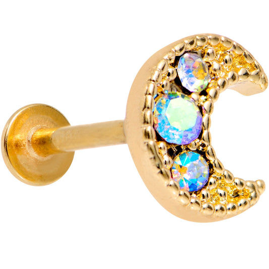 Auora Gem Gold Tone Crescent Moon Cartilage Tragus Earring