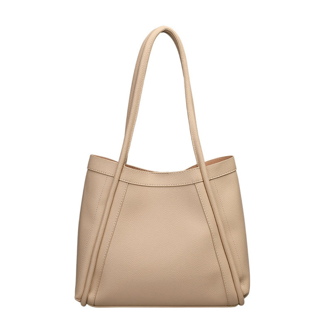 Elegant Large Capacity Tote Bag for Females - Retro Soft PU Shoulder Bucket Bag, Textured Hobo Bag 2 in 1