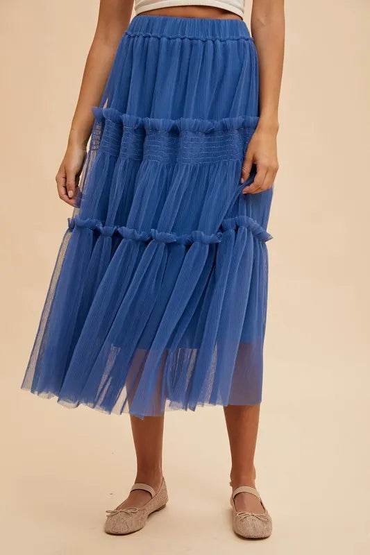 Annie Wear Tulle Tiered Midi Skirt