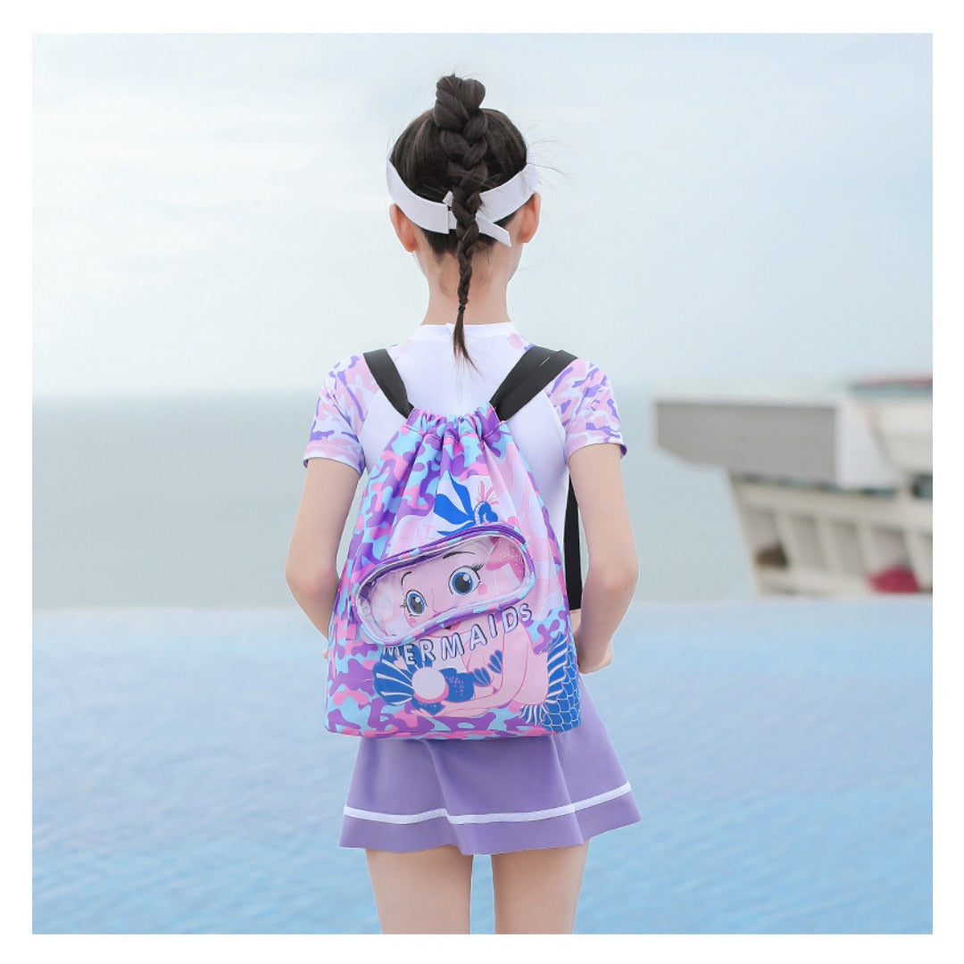 Children's swimming bag, wet and dry separation toilet bag, large-capacity swimming storage bag, beach storage bundle backpack.