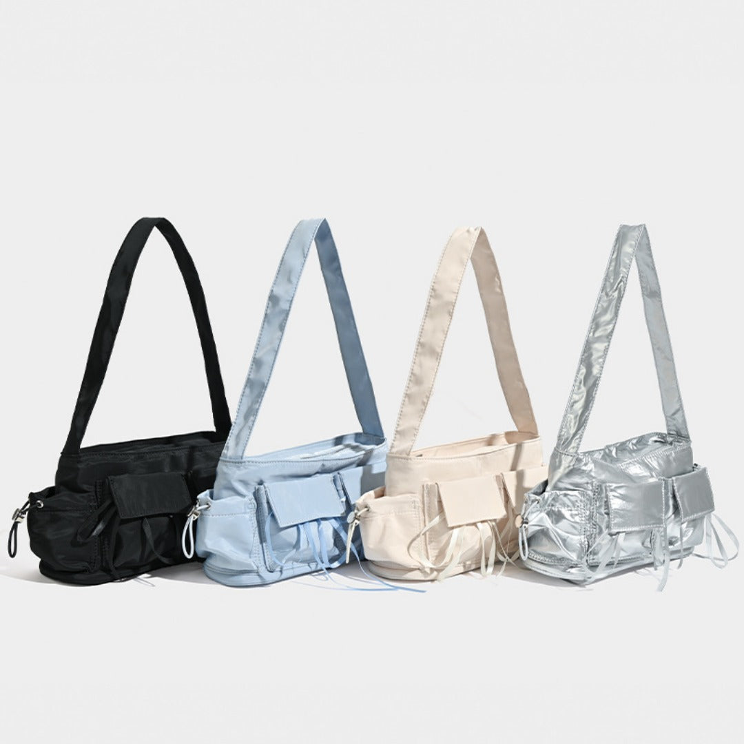 Summer nylon texture portable shoulder bag, casual underarm bag, hobo shoulder bag, top handle shoulder purse