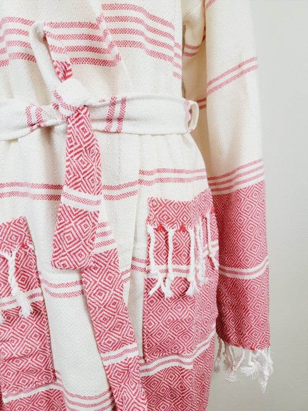 Unisex Robe, Beach or spa Robe with pockets - Red