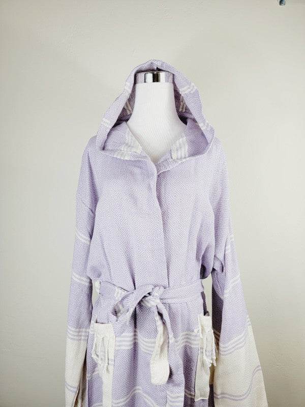 Unisex Robe, Beach or spa Robe with pockets - Lila