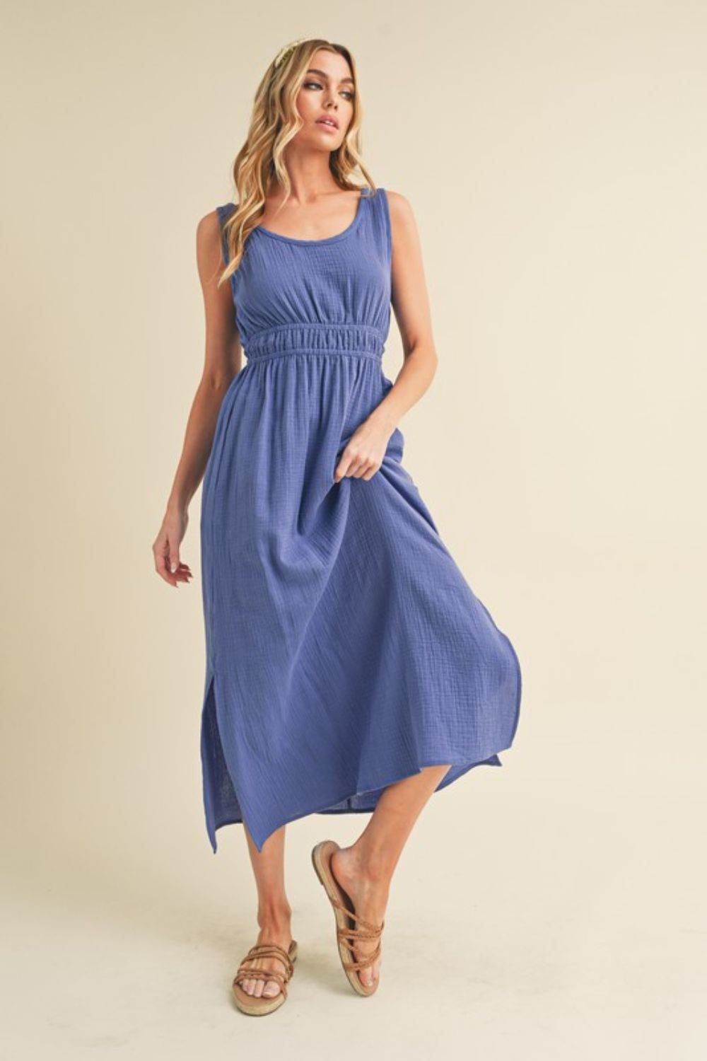 Aemi + Co Side Slit Round Neck Sleeveless Tank Dress