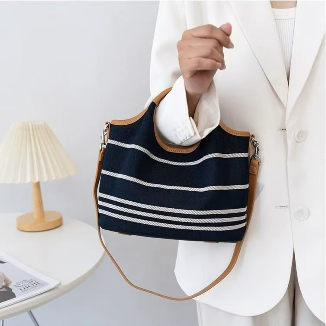 Design canvas bucket bag, tote bag contrasting large capacity, casual tote bag, commuter tote bag with 2 in 1