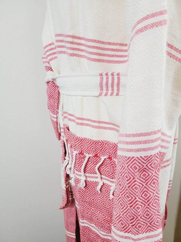 Unisex Robe, Beach or spa Robe with pockets - Red