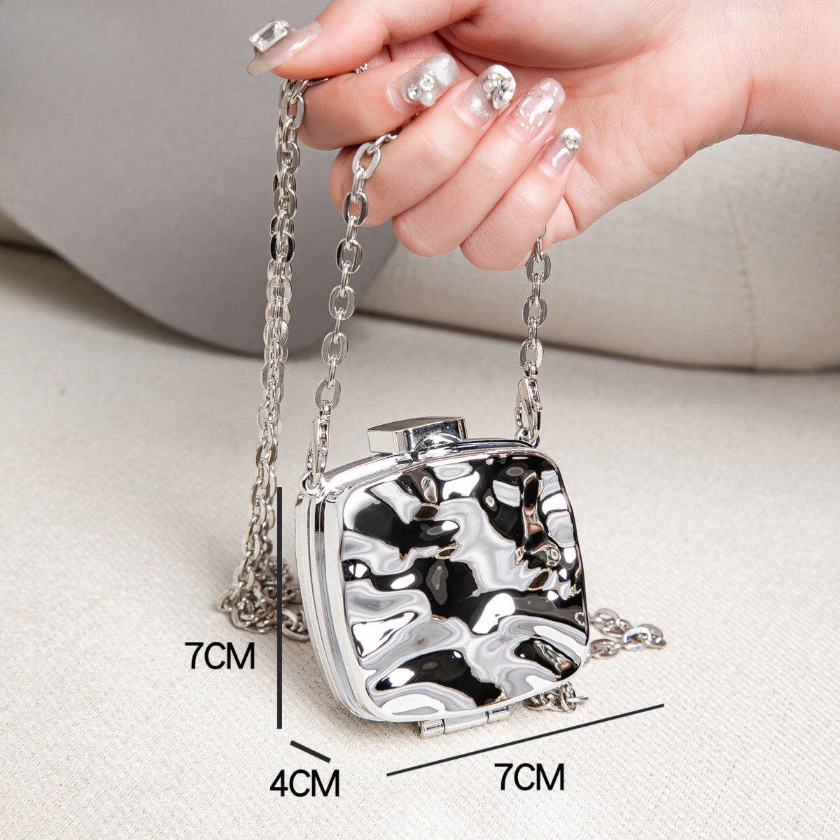 Acrylic Box Bag Summer Lady, Mini Lipstick Air Cushion Storage Bag, Mini Metallic Little Purse, Clutch Purse