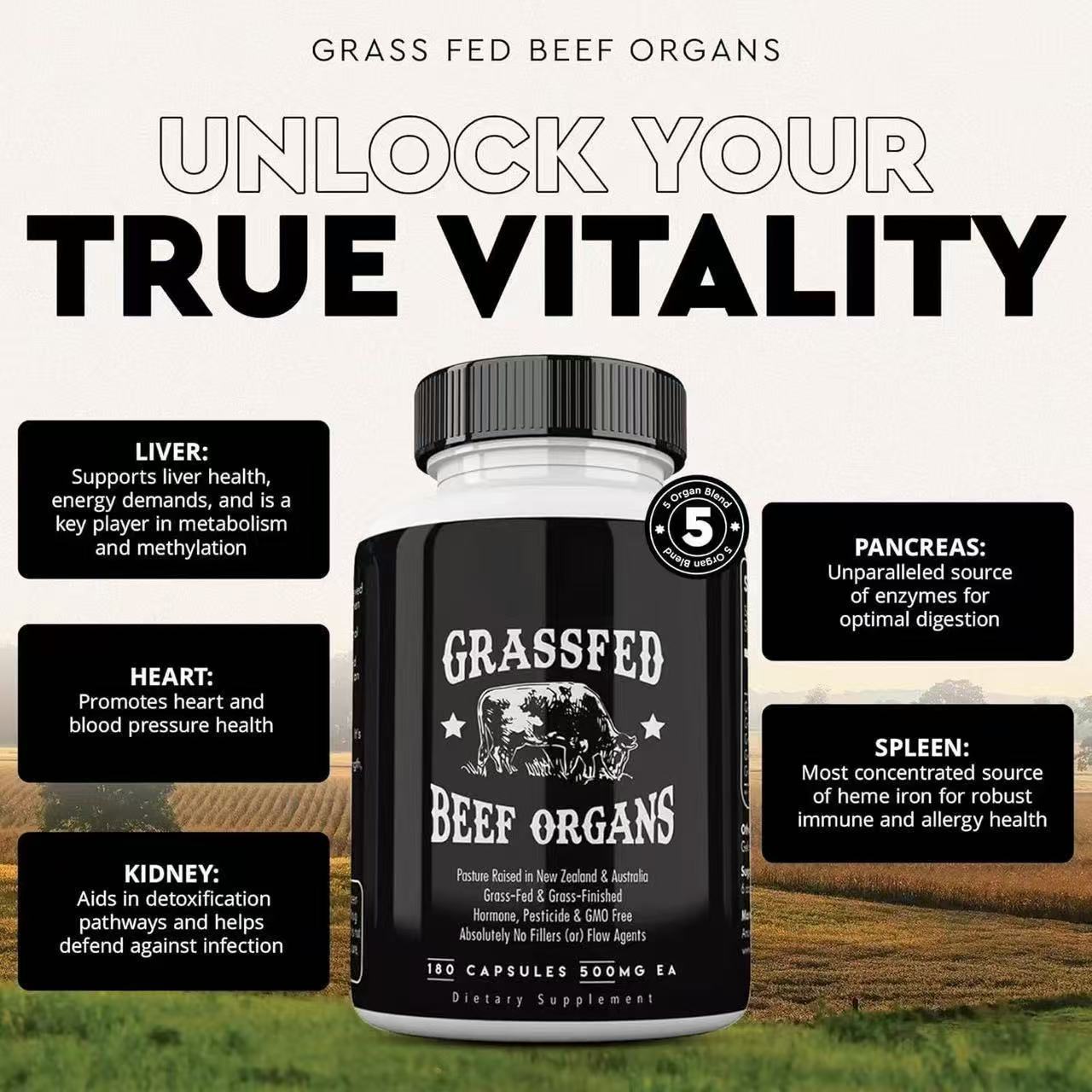 Beef Offal Capsules 90 Count