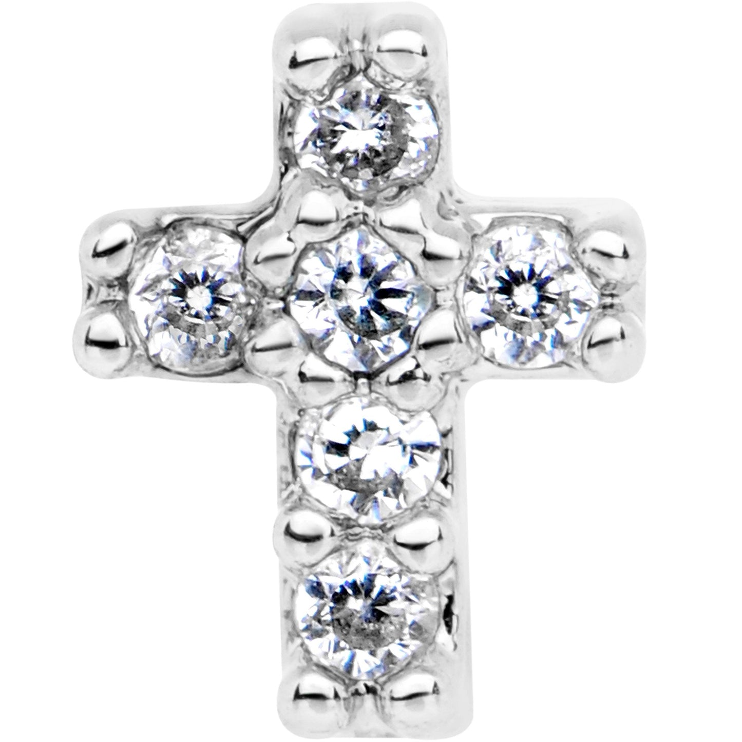 5/16 Clear CZ Internally Threaded Cross Labret Monroe