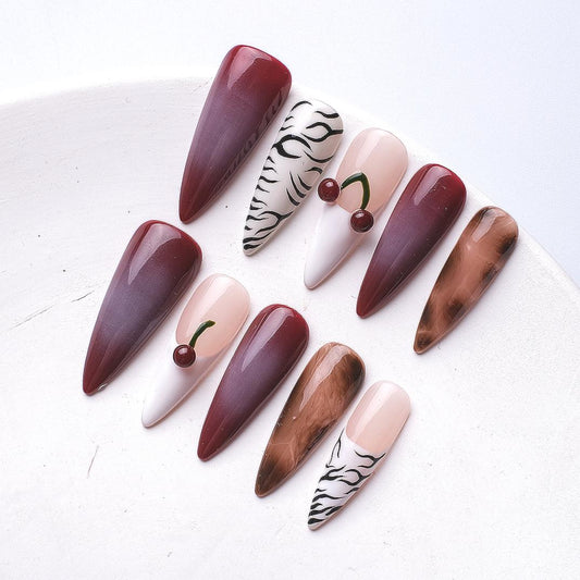 1076 Handmade Nail Wear Nail Art Reusable Press on Nails False Nails