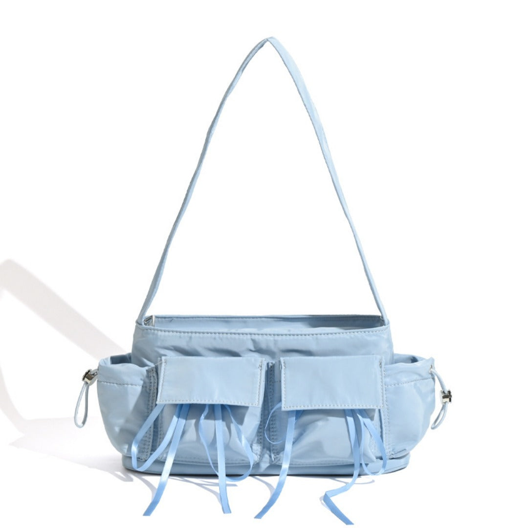 Summer nylon texture portable shoulder bag, casual underarm bag, hobo shoulder bag, top handle shoulder purse