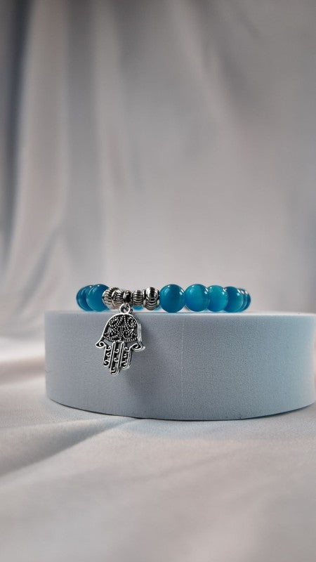 Aqua Blue Hamsa Bracelet