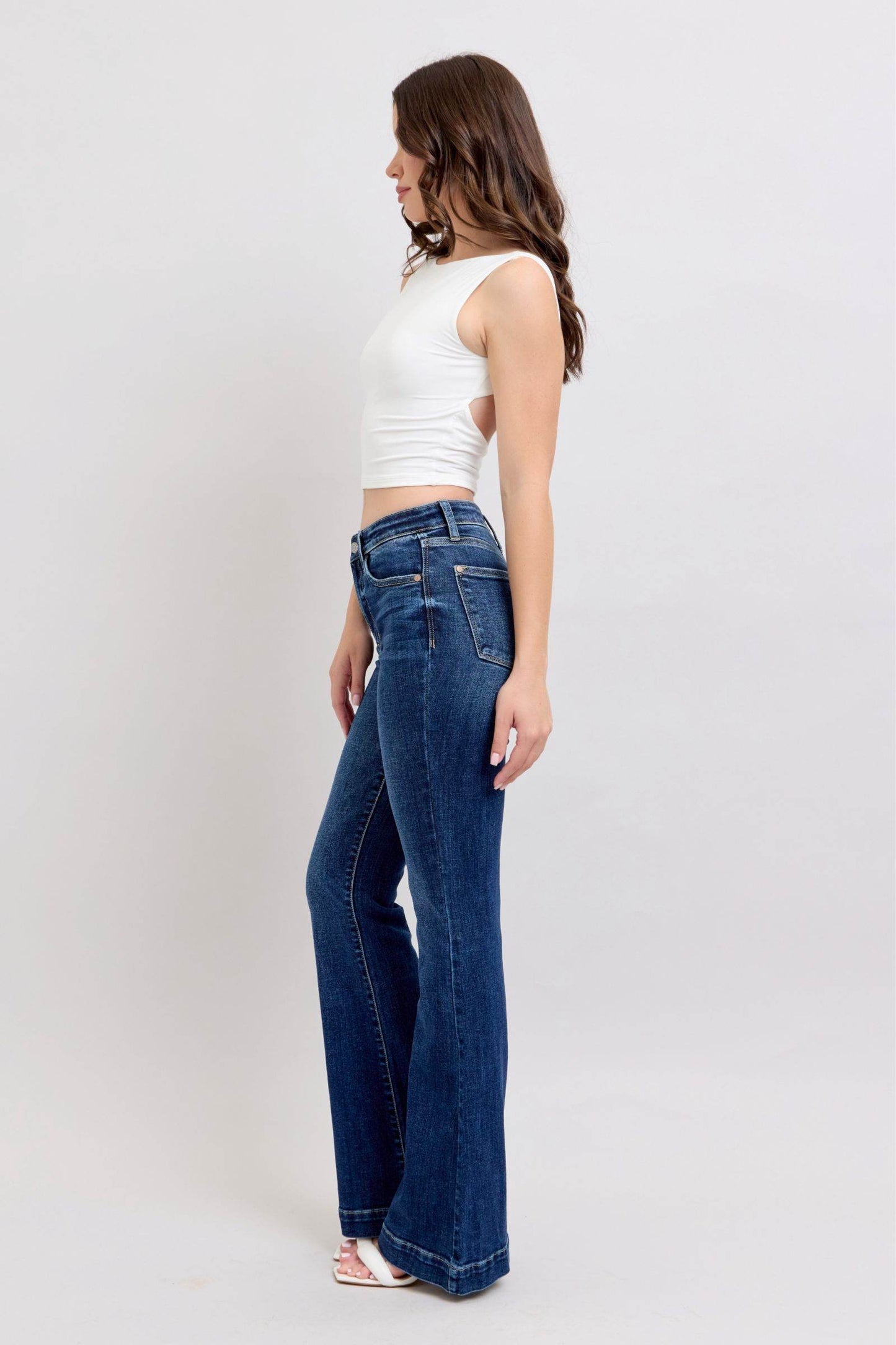 Judy Blue Full Size High Rise Flare Jeans with Pockets Plus Size