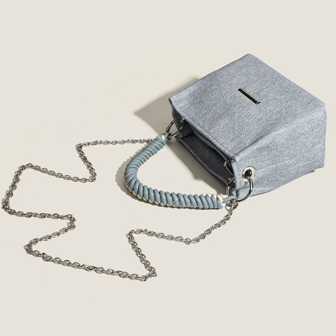 Design super soft bucket bag, work top handle bag, chain handbag, simple shoulder crossbody bag