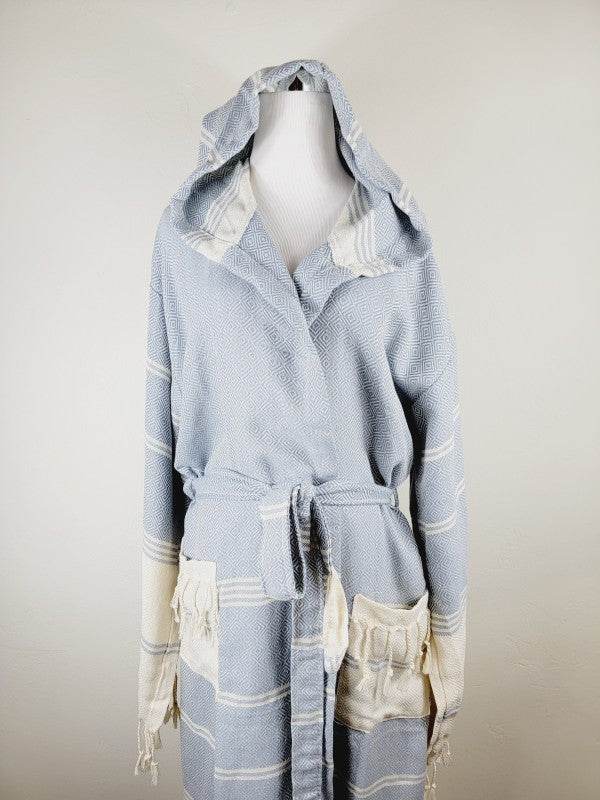 Unisex Robe, Beach or spa Robe with pockets - Sky