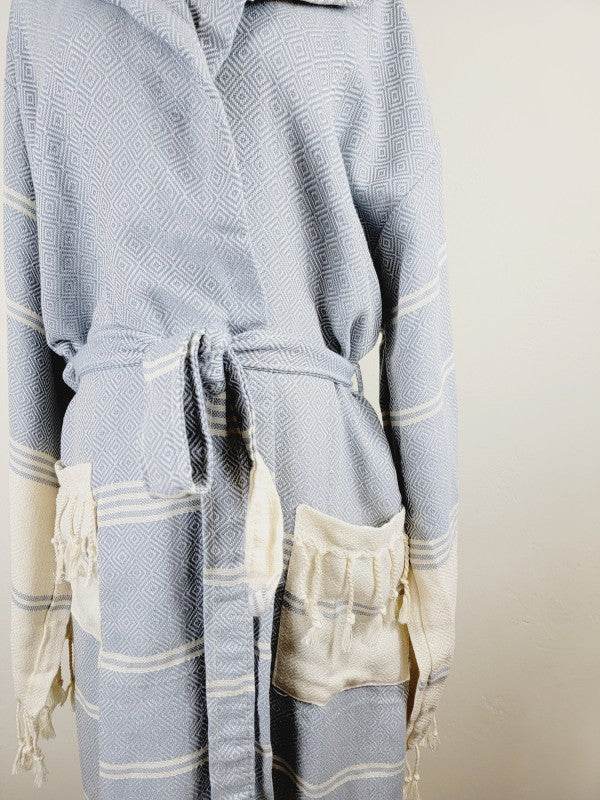 Unisex Robe, Beach or spa Robe with pockets - Sky